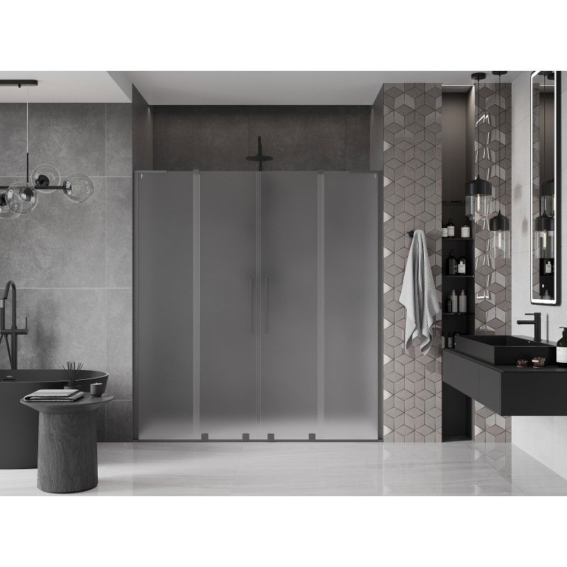 Mexen Velar L Duo portes de douche coulissantes 170 cm, givré, gun metal - 871-170-003-32-95