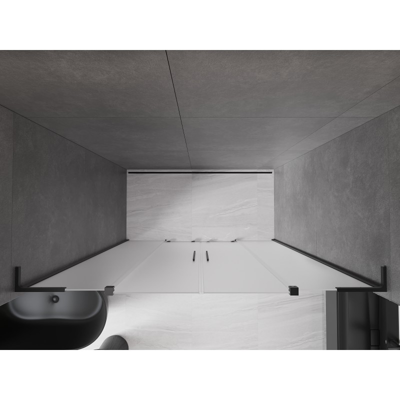 Mexen Velar L Duo porte de douche coulissante 200 cm, givrée, noire - 871-200-003-32-70