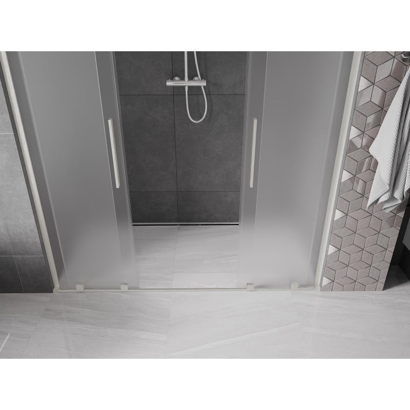 Mexen Velar L Duo portes de douche coulissantes 200 cm, givré, nickel brossé - 871-200-003-32-97
