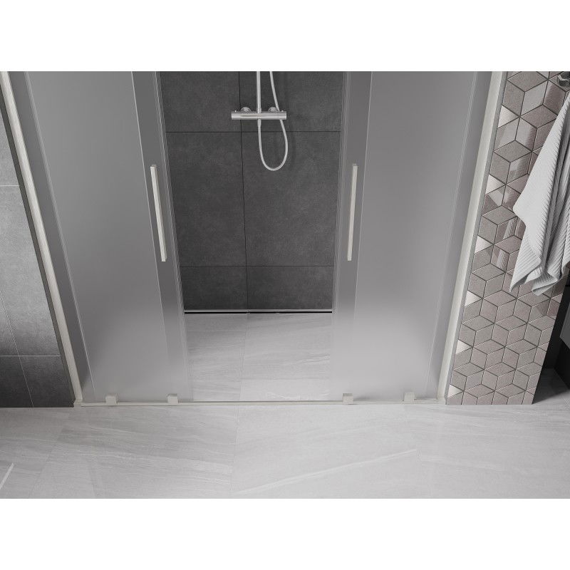 Mexen Velar L Duo portes de douche coulissantes 180 cm, givre, nickel brossé - 871-180-003-32-97