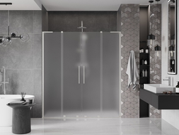Mexen Velar L Duo portes de douche coulissantes 180 cm, givre, nickel brossé - 871-180-003-32-97