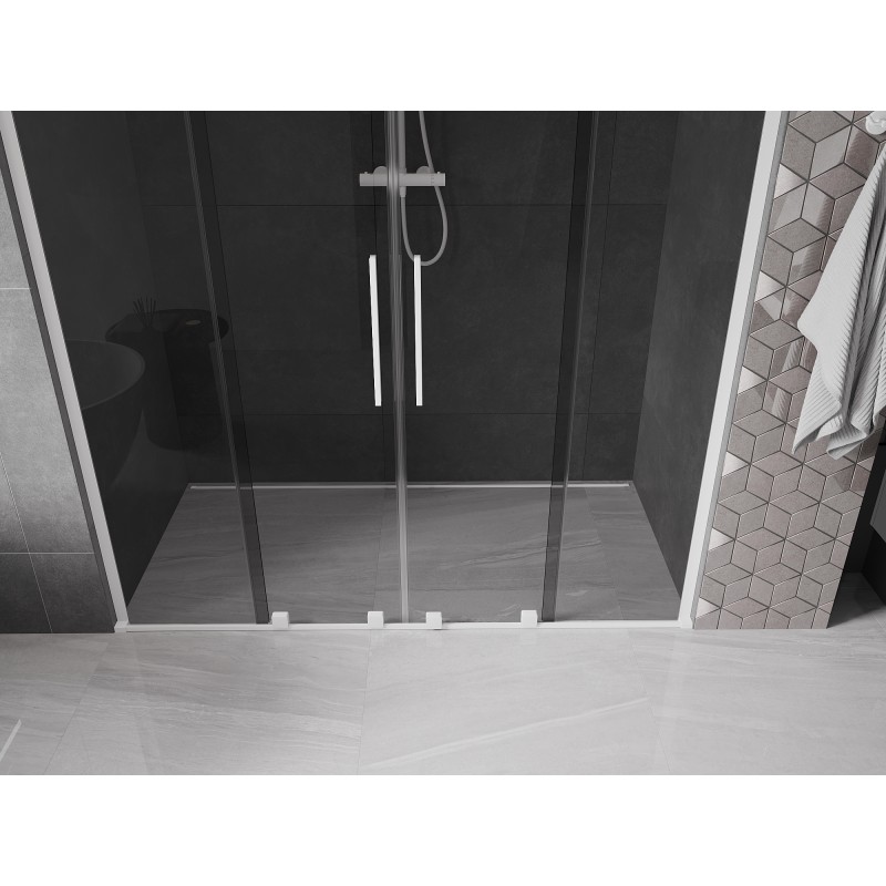 Mexen Velar L Duo portes de douche coulissantes 200 cm, graphite, blanc - 871-200-003-42-20