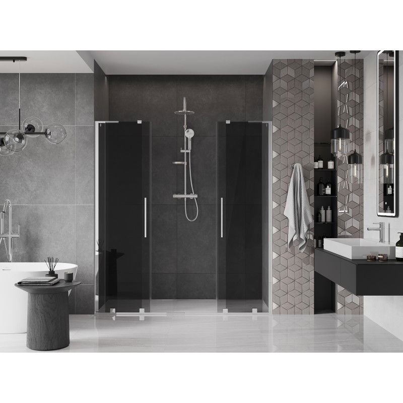 Mexen Velar L Duo porte de douche coulissante 200 cm, graphite, chrome - 871-200-003-42-01