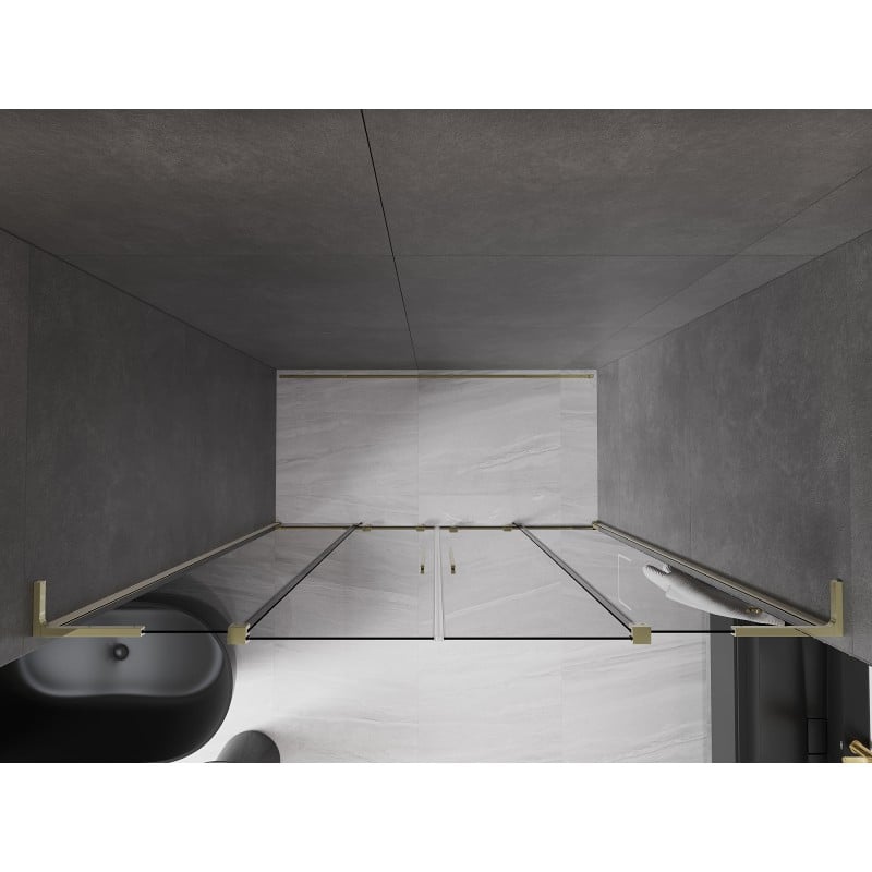 Mexen Velar L Duo portes de douche coulissantes 180 cm, graphite, or - 871-180-003-42-50