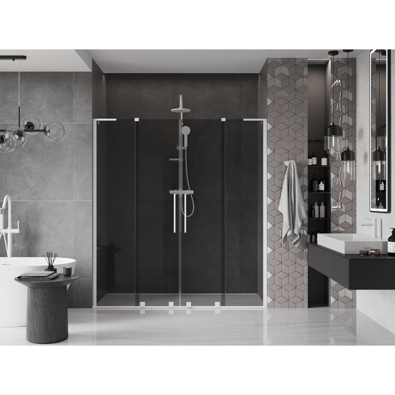 Mexen Velar L Duo portes de douche coulissantes 200 cm, graphite, blanc - 871-200-003-42-20