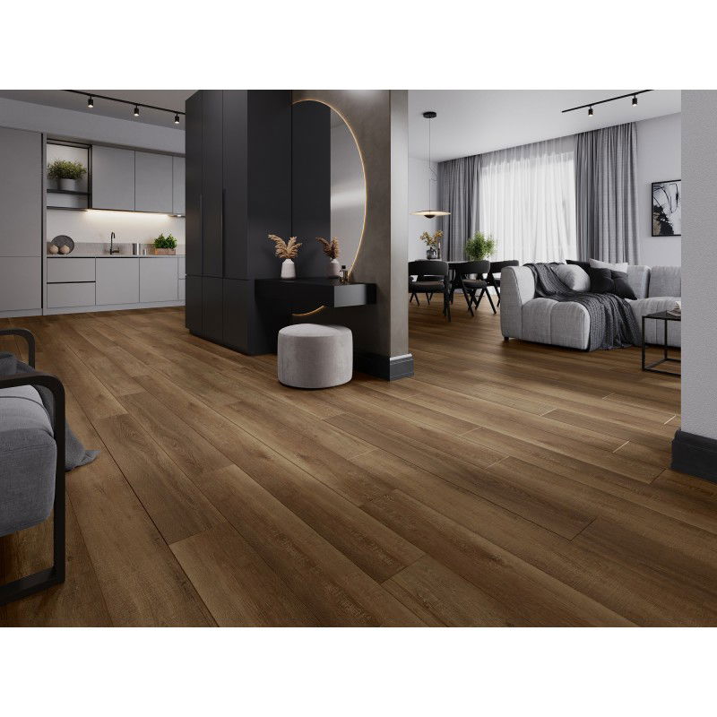 Mexen Queen Creek échantillon de panneaux vinyles 1240 x 182 mm SPC 6,5 mm, sous-couche IXPE 1,5 mm, 4 V-Fugue, Chêne