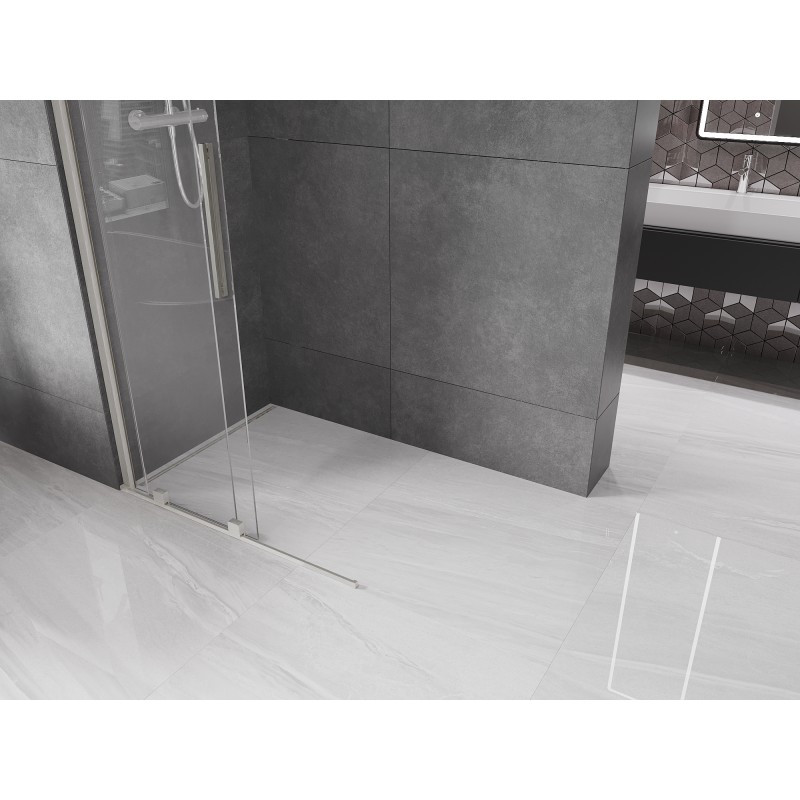 Mexen Velar paroi de douche coulissante Walk-in 80 x 200 cm, transparent 8 mm, nickel brossé - 871-080-000-03-97