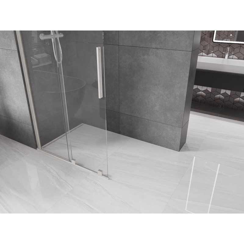 Mexen Velar paroi de douche coulissante Walk-in 80 x 200 cm, transparent 8 mm, nickel brossé - 871-080-000-03-97