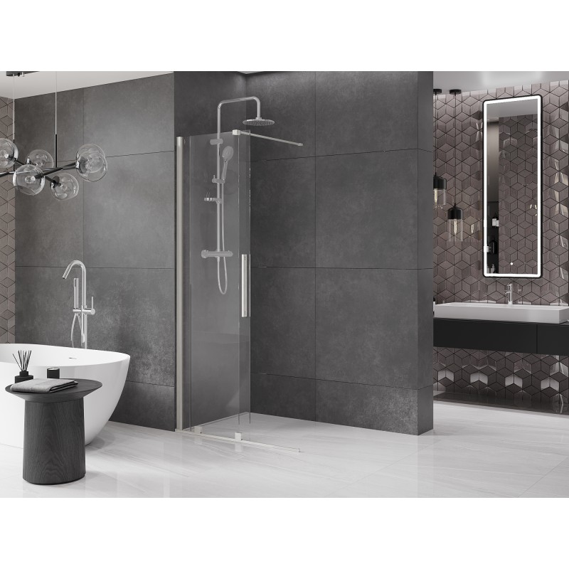 Mexen Velar paroi de douche coulissante Walk-in 80 x 200 cm, transparent 8 mm, nickel brossé - 871-080-000-03-97
