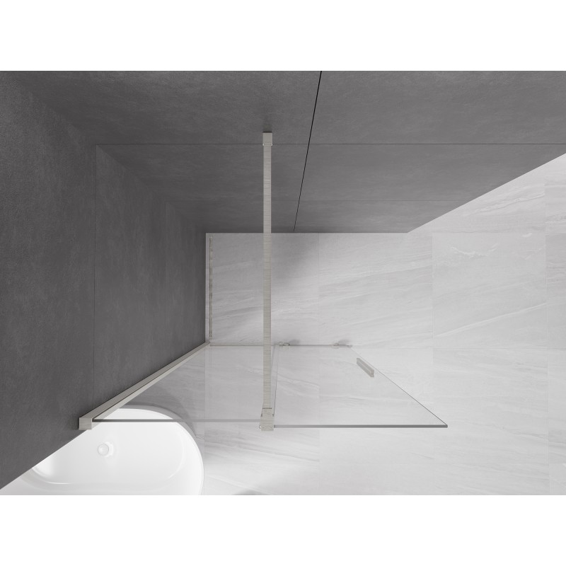 Mexen Velar paroi de douche coulissante Walk-in 80 x 200 cm, transparent 8 mm, nickel brossé - 871-080-000-03-97