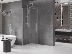 Mexen Velar paroi de douche coulissante Walk-in 75 x 200 cm, transparent 8 mm, nickel brossé - 871-075-000-03-97