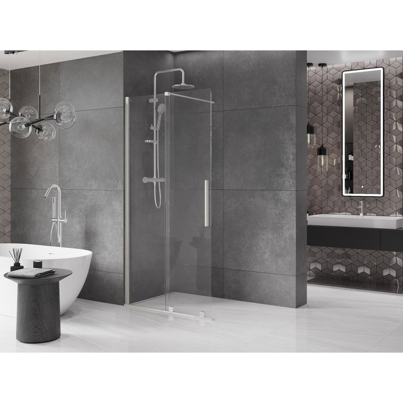 Mexen Velar Paroi de douche coulissante Walk-in 85 x 200 cm, transparent 8 mm, nickel brossé - 871-085-000-03-97