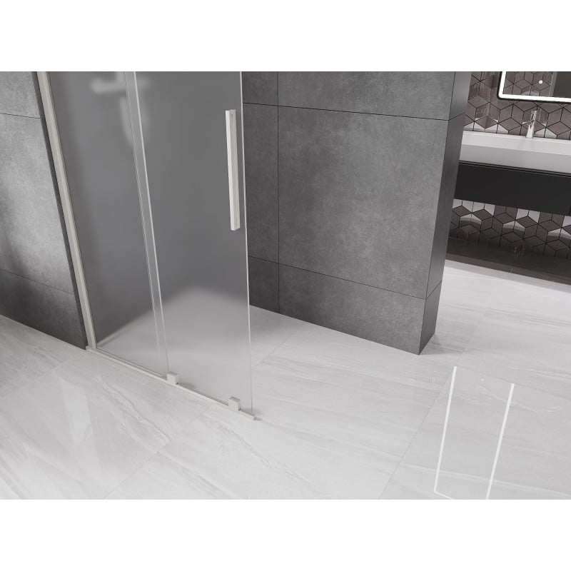 Mexen Velar paroi de douche coulissante Walk-in 90 x 200 cm, givre 8 mm, nickel brossé - 871-090-000-33-97