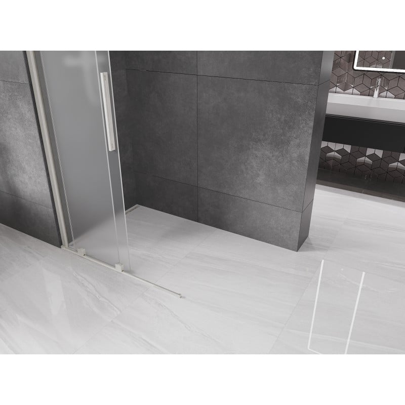 Mexen Velar paroi de douche coulissante Walk-in 110 x 200 cm, givre 8 mm, nickel brossé - 871-110-000-33-97