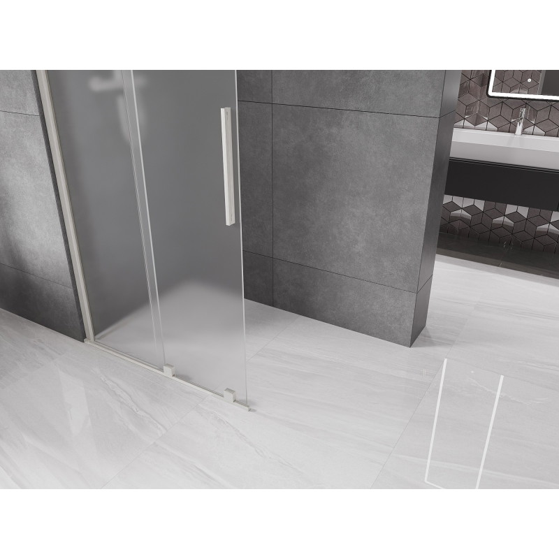 Mexen Velar paroi de douche coulissante Walk-in 110 x 200 cm, givrée 8 mm, nickel brossé - 871-110-000-33-97