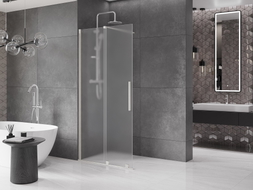 Mexen Velar paroi de douche coulissante Walk-in 100 x 200 cm, givrée 8 mm, nickel brossé - 871-100-000-33-97
