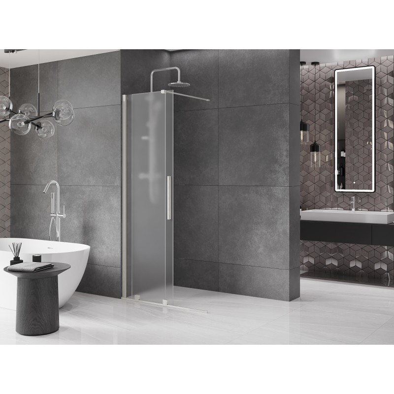 Mexen Velar paroi de douche coulissante Walk-in 80 x 200 cm, givré 8 mm, nickel brossé - 871-080-000-33-97