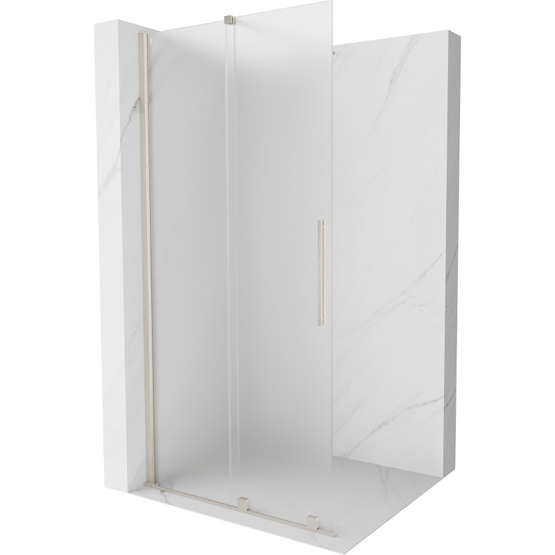 Mexen Velar paroi de douche coulissante Walk-in 100 x 200 cm, givrée 8 mm, nickel brossé - 871-100-000-33-97