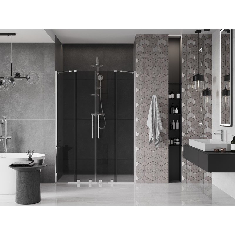 Mexen Velar Duo portes de douche coulissantes 140 cm, graphite, chrome - 871-140-000-42-01