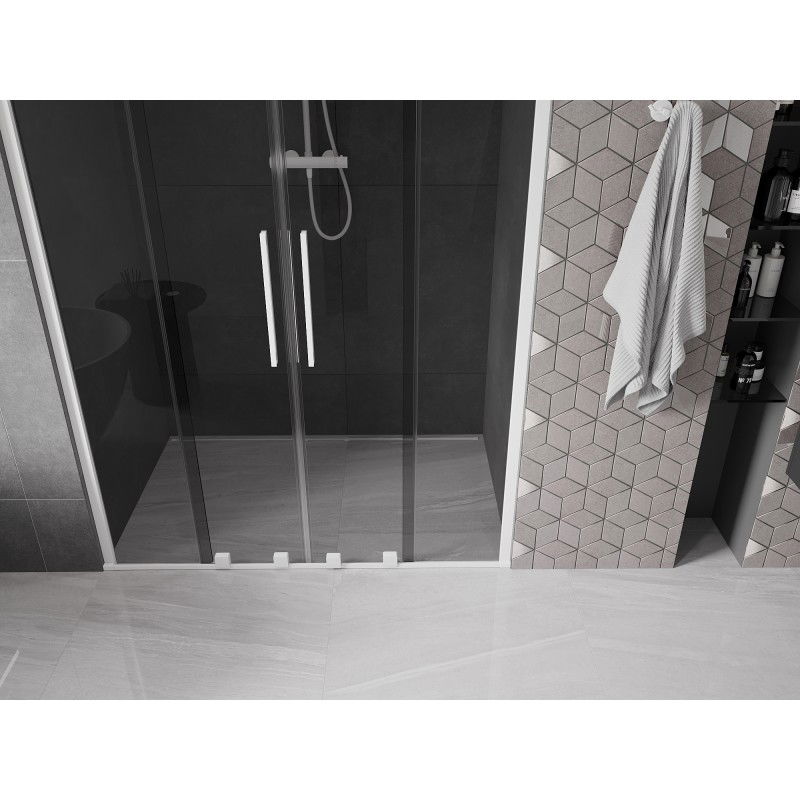 Mexen Velar Duo porte de douche coulissante 140 cm, graphite, blanc - 871-140-000-42-20