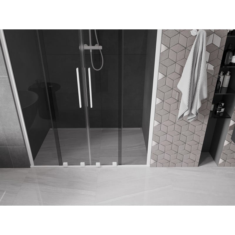 Mexen Velar Duo porte de douche coulissante 160 cm, graphite, blanc - 871-160-000-42-20