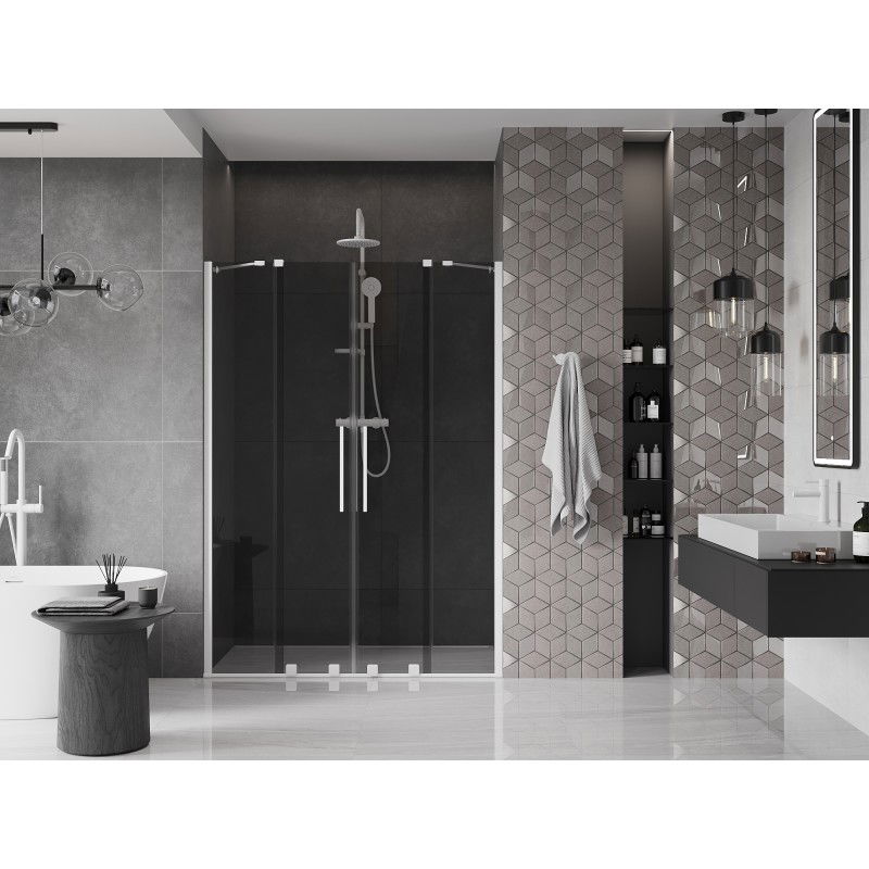 Mexen Velar Duo porte de douche coulissante 140 cm, graphite, blanc - 871-140-000-42-20
