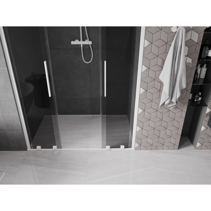 Mexen Velar Duo porte de douche coulissante 160 cm, graphite, blanc - 871-160-000-42-20