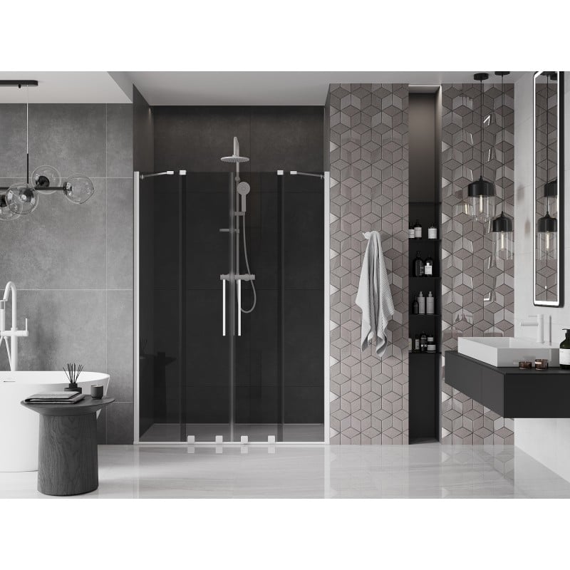 Mexen Velar Duo porte de douche coulissante 160 cm, graphite, blanc - 871-160-000-42-20
