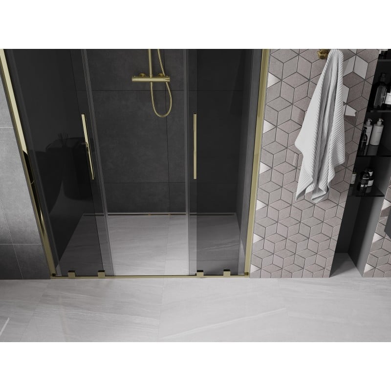 Mexen Velar Duo porte de douche coulissante 150 cm, graphite, doré - 871-150-000-42-50