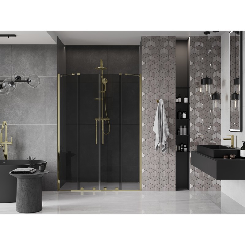 Mexen Velar Duo porte de douche coulissante 140 cm, graphite, or - 871-140-000-42-50