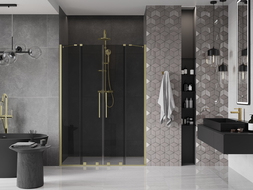 Mexen Velar Duo porte de douche coulissante 140 cm, graphite, or brossé - 871-140-000-42-55