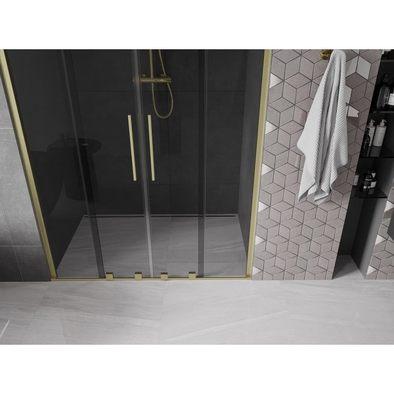 Mexen Velar Duo porte de douche coulissante 150 cm, graphite, or brossé - 871-150-000-42-55