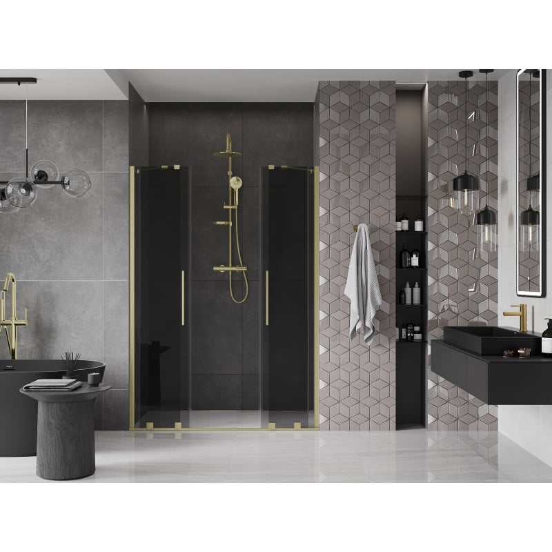 Mexen Velar Duo porte de douche coulissante 150 cm, graphite, or brossé - 871-150-000-42-55