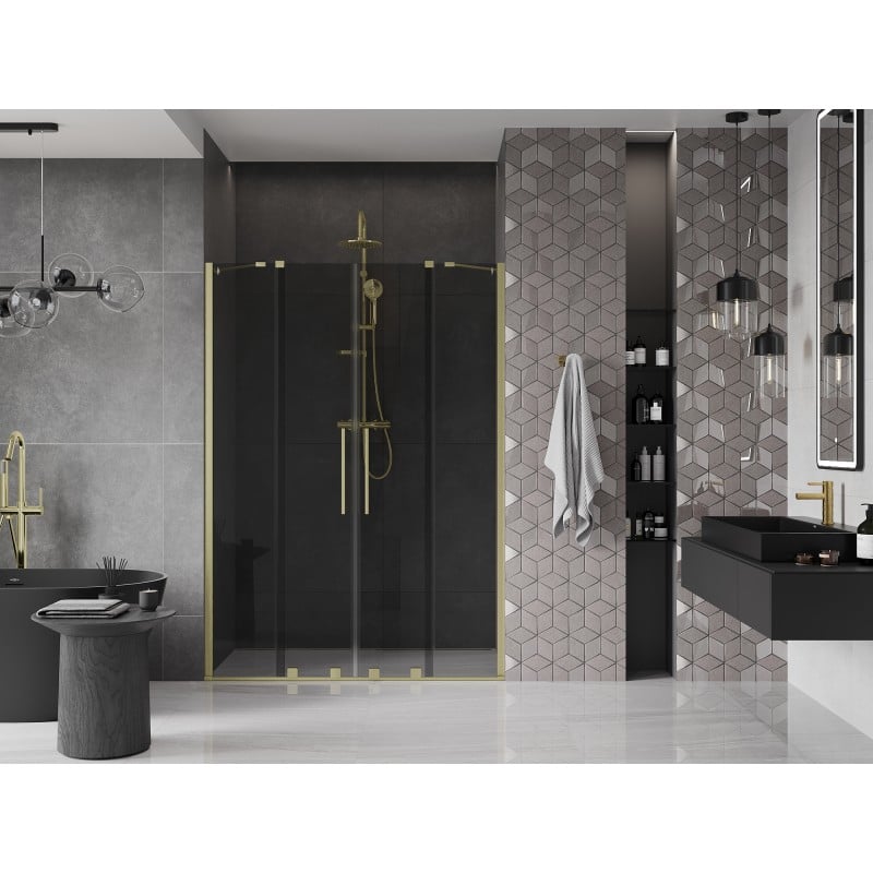 Mexen Velar Duo porte de douche coulissante 150 cm, graphite, or brossé - 871-150-000-42-55