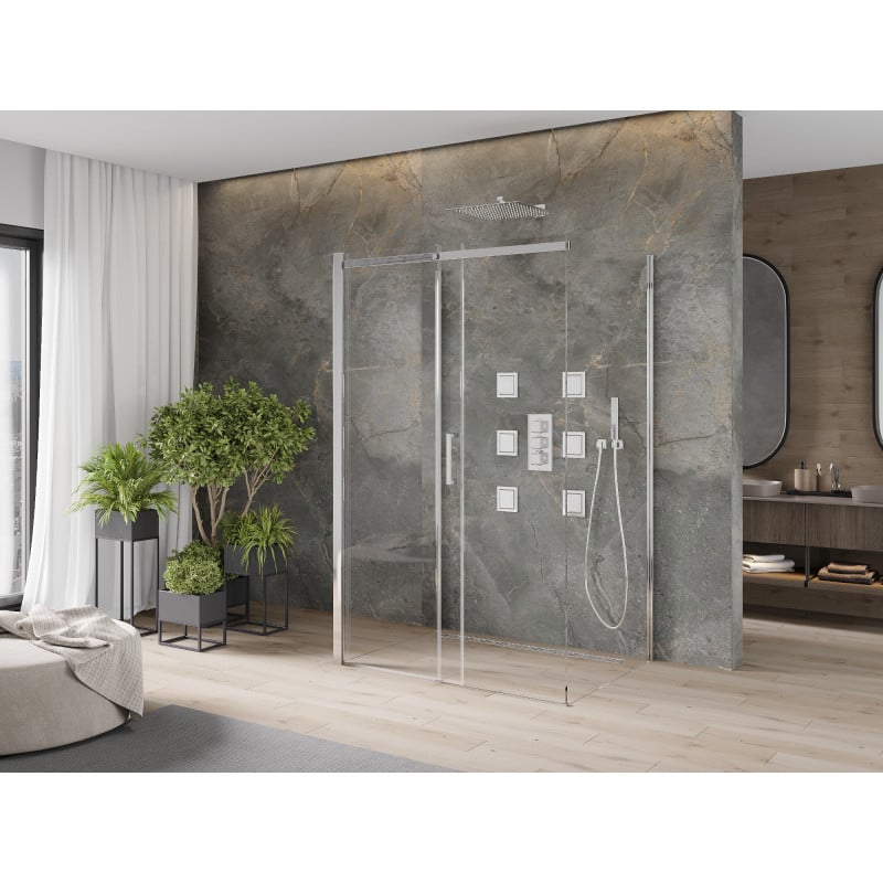 Mexen Omega-3S cabine de douche à 3 parois, coulissante 110 x 100 cm, transparent, chromé - 825-110-100-01-00-3S