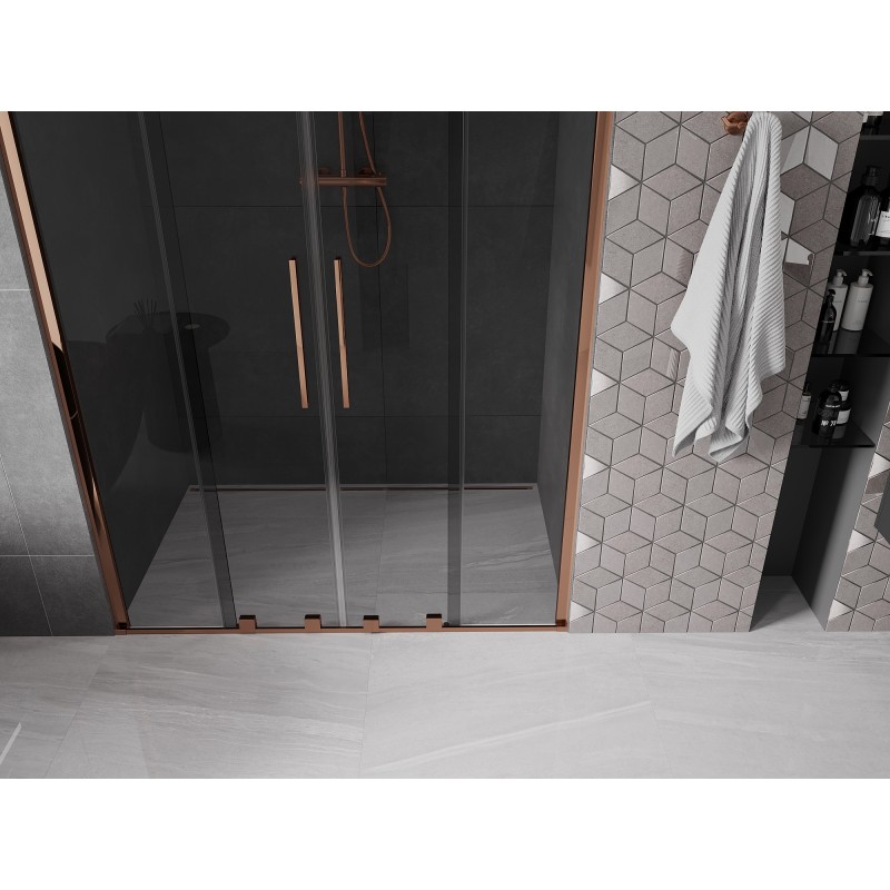Mexen Velar Duo porte de douche coulissante 160 cm, graphite, or rose - 871-160-000-42-60