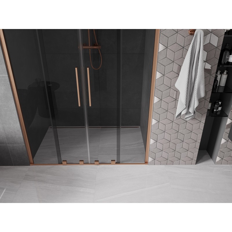 Mexen Velar Duo porte de douche coulissantes 140 cm, graphite, cuivre brossé - 871-140-000-42-65