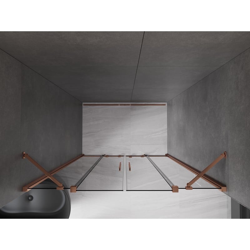Mexen Velar Duo porte de douche coulissante 160 cm, graphite, or rose - 871-160-000-42-60