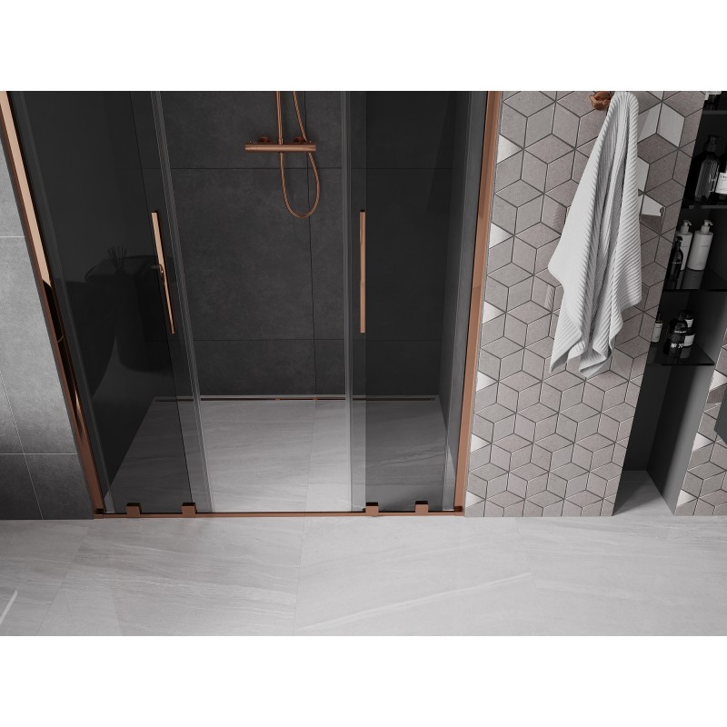 Mexen Velar Duo porte de douche coulissante 160 cm, graphite, or rose - 871-160-000-42-60