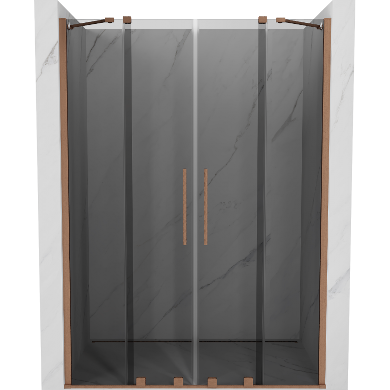 Mexen Velar Duo porte de douche coulissantes 140 cm, graphite, cuivre brossé - 871-140-000-42-65