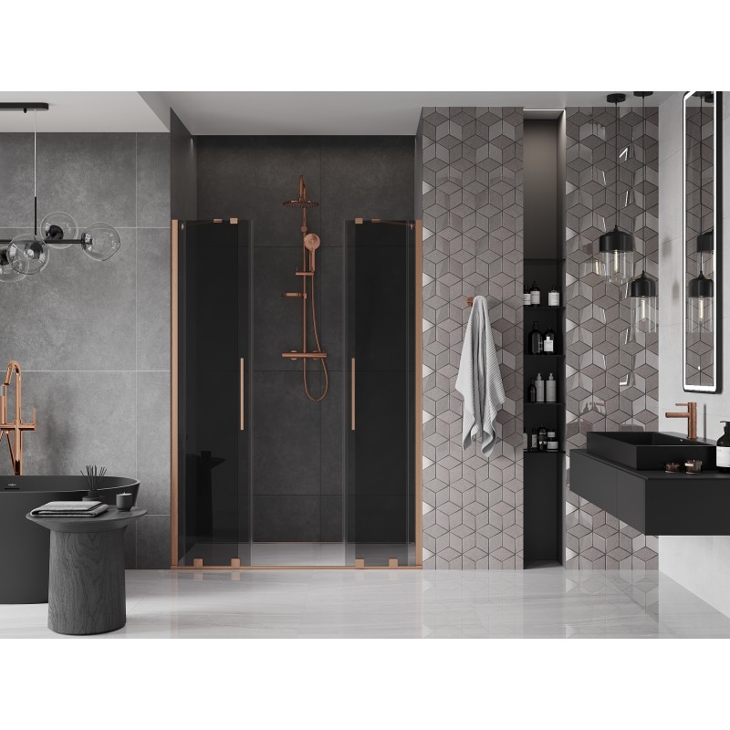 Mexen Velar Duo porte de douche coulissantes 140 cm, graphite, cuivre brossé - 871-140-000-42-65