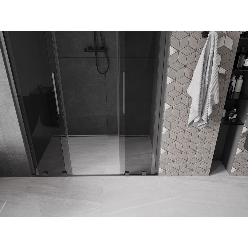 Mexen Velar Duo portes de douche coulissantes 160 cm, graphite, gris canon brossé - 871-160-000-42-66