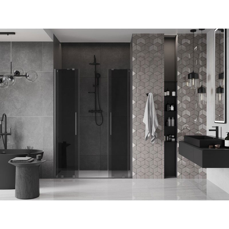 Mexen Velar Duo portes de douche coulissantes 150 cm, graphite, gun gray brossé - 871-150-000-42-66