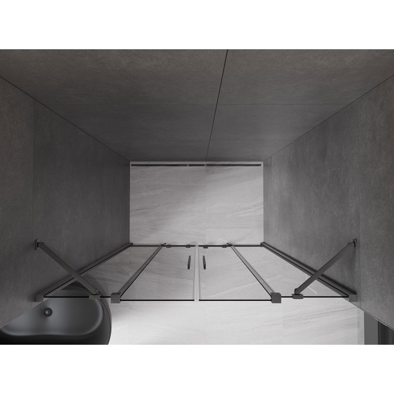 Mexen Velar Duo portes de douche coulissantes 140 cm, graphite, gris canon brossé - 871-140-000-42-66