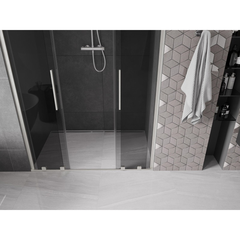 Mexen Velar Duo portes de douche coulissantes 160 cm, graphite, nickel brossé - 871-160-000-42-97
