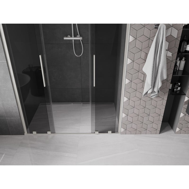 Mexen Velar Duo porte de douche coulissante 140 cm, graphite, nickel brossé - 871-140-000-42-97