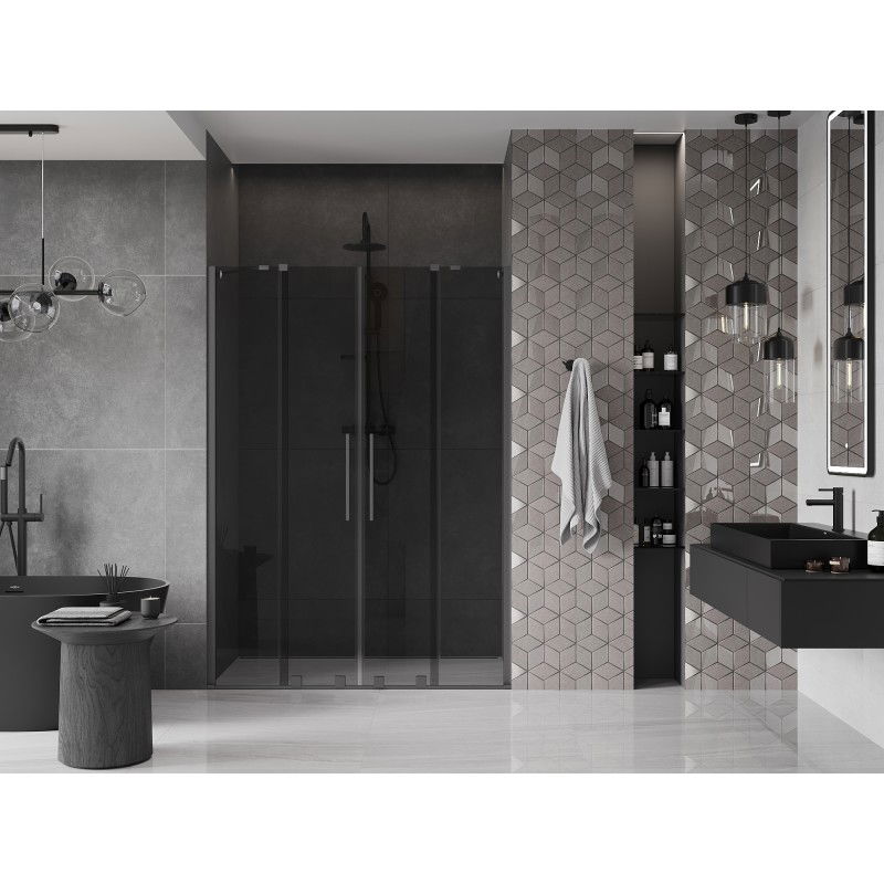 Mexen Velar Duo portes de douche coulissantes 150 cm, graphite, métal-pistolet - 871-150-000-42-95