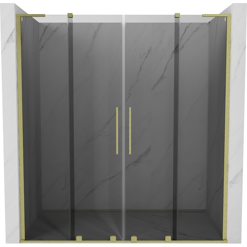 Mexen Velar L Duo portes de douche coulissantes 180 cm, graphite, or brossé - 871-180-003-42-55