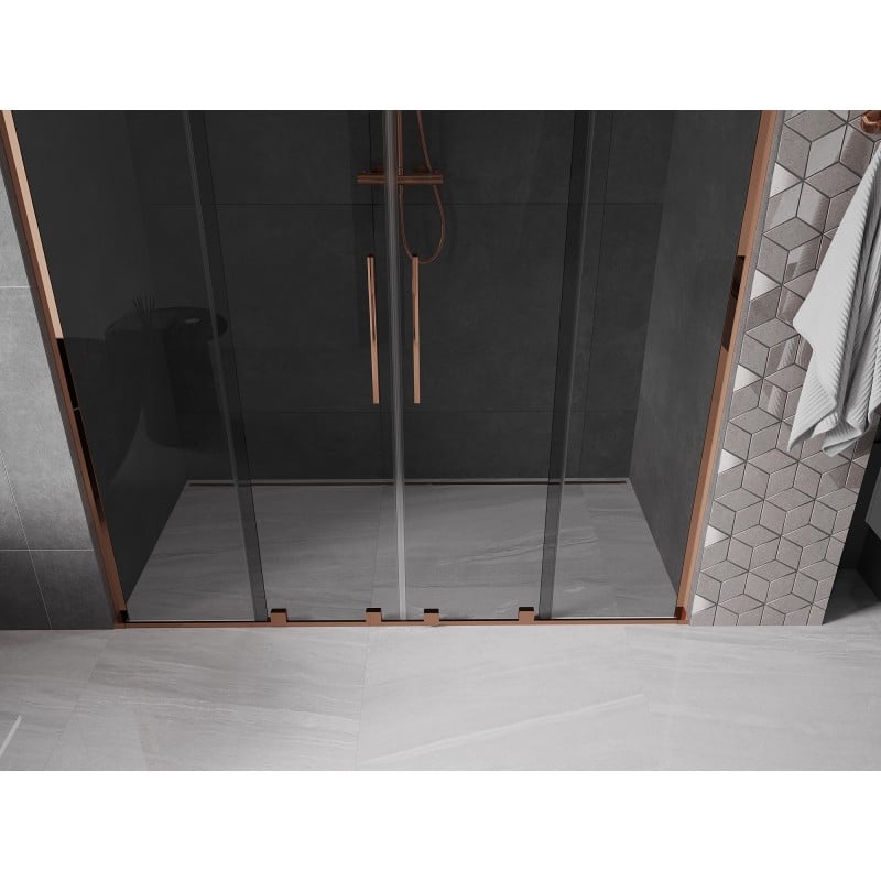 Mexen Velar L Duo porte de douche coulissante 170 cm, graphite, or rose - 871-170-003-42-60
