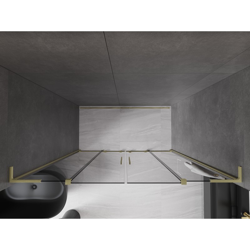 Mexen Velar L Duo portes de douche coulissantes 200 cm, graphite, or brossé - 871-200-003-42-55